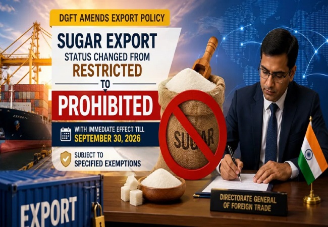 India Sugar Export Ban : वैश्विक अनिश्चितता के बीच केंद्र का बड़ा फैसला, चीनी निर्यात पर 30 सितंबर तक लगाई रोक