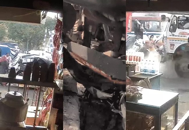 लखनऊ में बेकाबू डंपर ने चार गाड़ियों को रौंदा, युवक का एक पैर कट के अलग हुआ, डंपर चालक और खलासी फरार