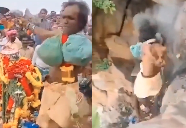 Video : ऊंची पहाड़ी पर अनुष्ठान करवा रहा था पुजारी, नीचे गिरने से मौत; लोगों का दावा- बाबा दिव्यशक्ति से उड़ने की कर रहे थे कोशिश
