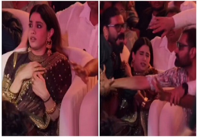 Viral Video : एक्टर रामचरण की तरफ दौड़ा फैन तो घबराईं जान्हवी कपूर, बॉडीगार्ड ने उठाकर किया बाहर