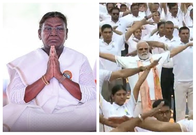 International Yoga Day 2026 : राष्ट्रपति मुर्मू ने जबलपुर और पीएम मोदी ने कोलकाता में हजारों लोगों के साथ किया योग