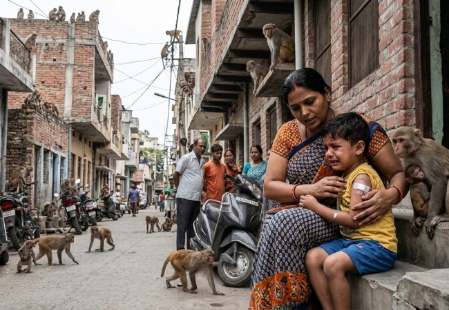 लखनऊ के उतरेटिया में आवारा बंदरों ने मचाया आतंक, बाहर खेल रहे मासूम बच्चे को काटकर किया लहुलुहान