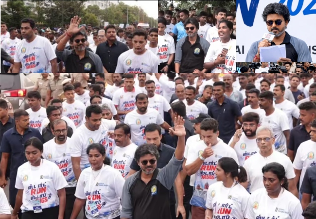 चेन्नई के मरीना बीच पर CM विजय ने लगाई एंटी ड्रग मैराथन में दौड़, 30 मिनट में 6 किमी की दूरी तय कर पेश की लोगों के लिए मिसाल