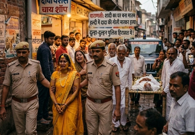 वाराणसी में हल्दी की रस्म में दूल्हे के दादा की गोली मारकर हत्या, दूल्हा-दुल्हन हिरासत में