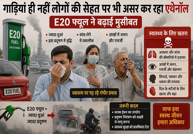 गाड़ियां ही नहीं लोगों की सेहत पर भी असर कर रहा एथेनॉल, E20 फ्यूल ने बढ़ाई मुसीबत