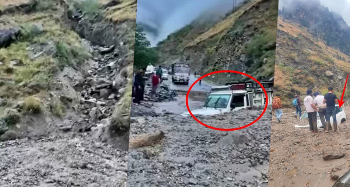 Kinnaur Cloudburst : हिमाचल में फिर फटा बादल , बाढ़ की चपेट में वाहन भी आए , यातायात प्रभावित