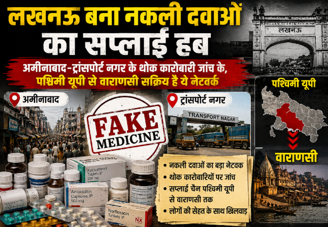 लखनऊ बना नकली दवाओं का सप्लाई हब, अमीनाबाद-ट्रांसपोर्ट नगर तक के थोक कारोबारी जांच ,पश्चिमी यूपी से वाराणसी सक्रिय है ये नेटवर्क