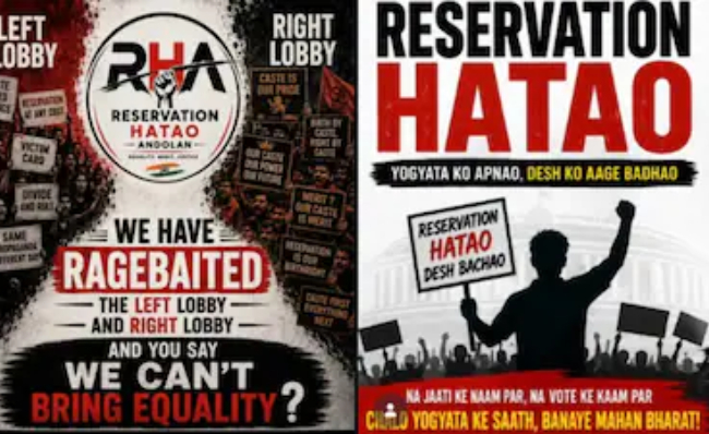 Reservation Hatao Andolan : अब आरक्षण के खिलाफ Gen-Z की मोर्चाबंदी, इंस्टाग्राम पेज पर फॉलोअर्स की संख्या 55 लाख पार, रखी 5 डिमांड
