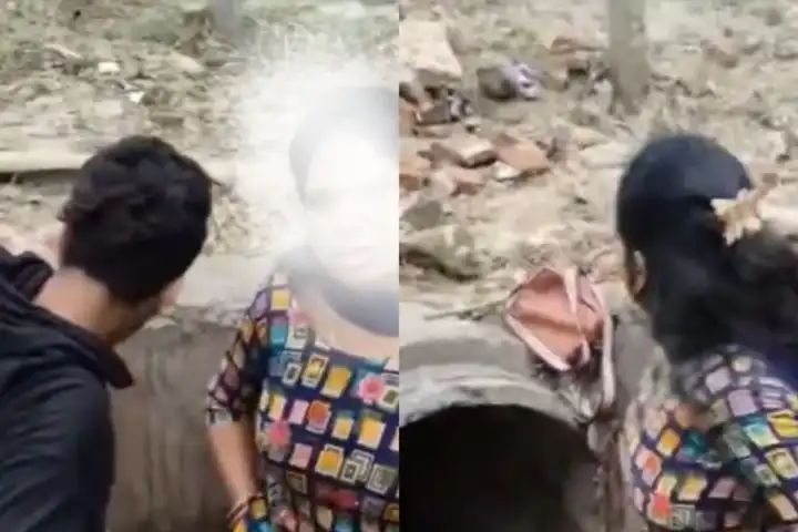 Viral Video: नाले में घुसकर अश्लील हरकत करते दबोचा गया कपल, पकड़े जाने पर भड़की महिला ने किया बवाल