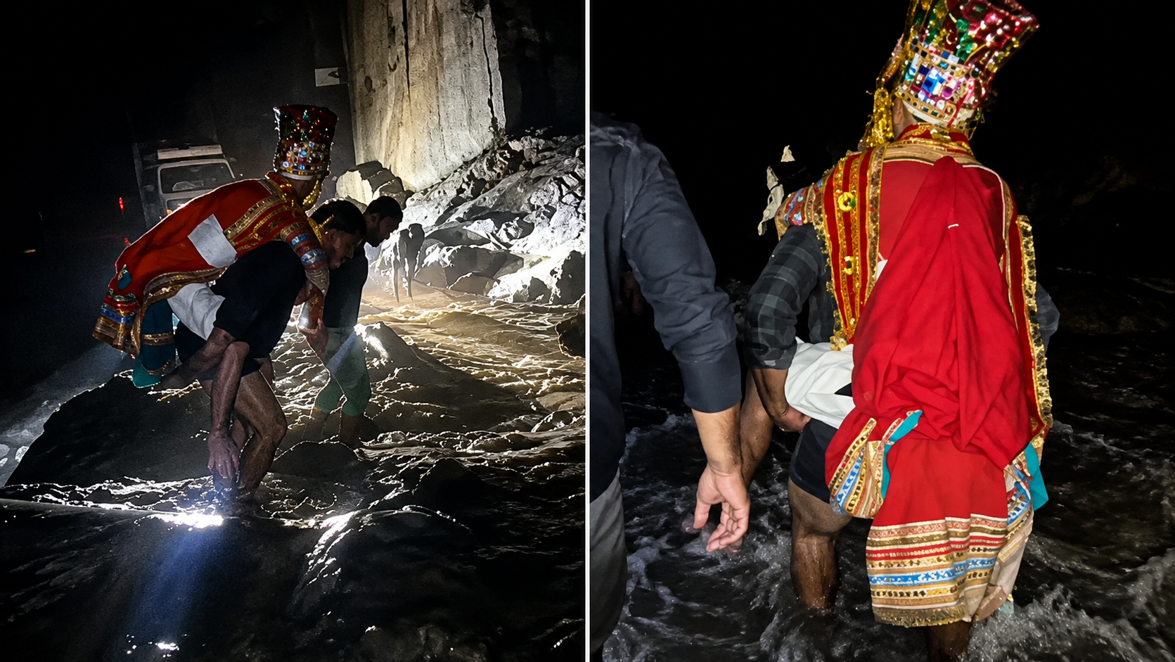आसमान फटे चाहे धरती, लेकिन नहीं रुकनी चाहिए दोस्त की शादी! देखिये कैसे दूल्हे को पीठ पर बैठाकर उफनता नाला पार कराया