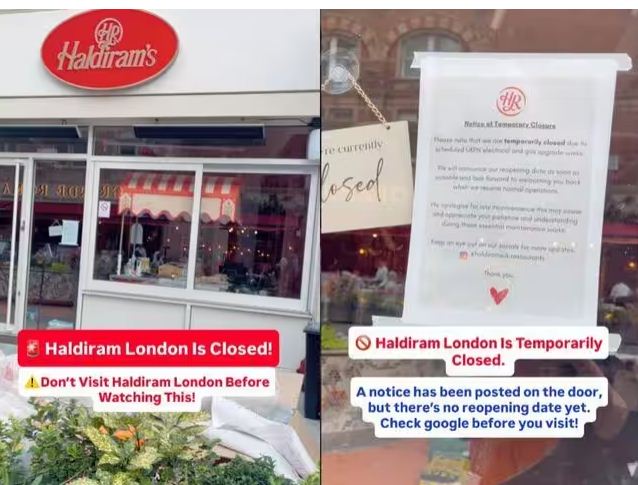London Haldiram's outlet : लंदन लिसेस्टर स्क्वायर में हल्दीराम आउटलेट बंद, कंपनी ने लिखा है, ''हम जल्दी दवास आएंगे