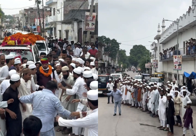 बीजेपी के पूर्व सांसद बृजभूषण शरण सिंह मुस्लिम बस्ती में पहुंचे तो मदरसे के बच्चों ने लगाए 'शेर आया-शेर आया' के नारे,देखें Viral Video