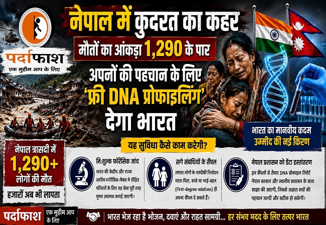 नेपाल में कुदरत का कहर: मौतों का आंकड़ा 1,290 पार, अपनों की पहचान के लिए 'फ्री DNA प्रोफाइलिंग' देगा भारत