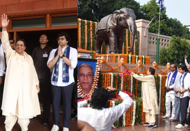 बसपा में कलह के बाद मायावती के साथ पहली बार नजर आए आकाश आनंद, लखनऊ में कांशीराम की पुण्यतिथि पर अर्पित की श्रद्धांजलि