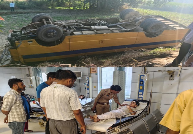 Meerut Accident : बच्चों से भरी स्कूल बस पलटी, 10 से अधिक बच्चे घायल, चालक फरार
