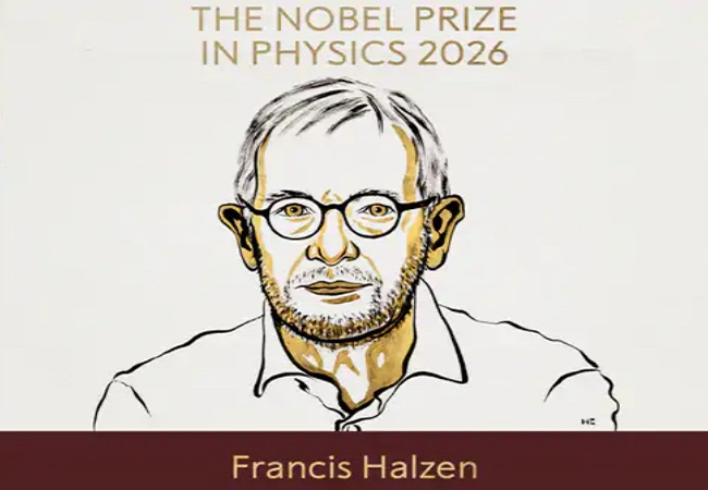 Nobel Physics Prize 2026 : अंतरिक्ष से आने वाले न्यूट्रिनो की खोज के लिए फ्रांसिस हाल्जेन को मिला फिजिक्स का नोबेल पुरस्कार