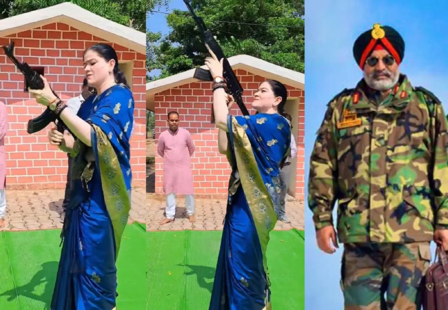 Viral : IPS अंकिता शर्मा का साड़ी पहनकर AK-47 से की फायरिंग, पूर्व लेफ्टिनेंट जनरल केजेएस ढिल्लों ने की अनुशासनात्मक कार्रवाई की मांग