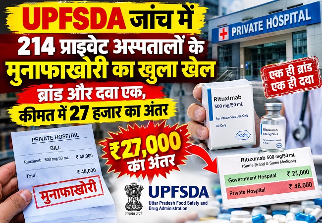 UPFSDA जांच में 214 प्राइवेट अस्पतालों के मुनाफाखोरी का खुला खेल, ब्रांड और दवा एक, कीमत में 27 हजार का अंतर